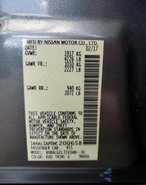 2017 Nissan Altima 2.5 S from USA, damaged, VIN 1N4AL3AP0HC200658